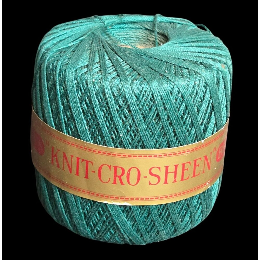 Vintage J & P Coats Knit-Cro-Sheen Mercerized Cotton Thread 175 Yards Teal Green